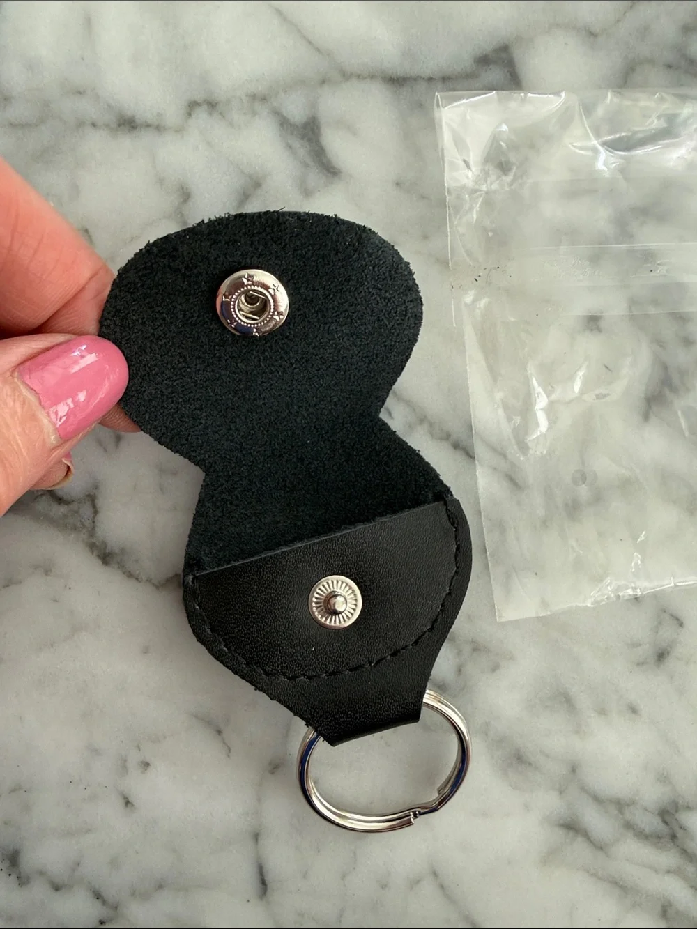 Black Leatherette Key Ring Phone Holster